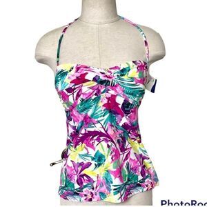 Catalina tankini top white pink blue floral print